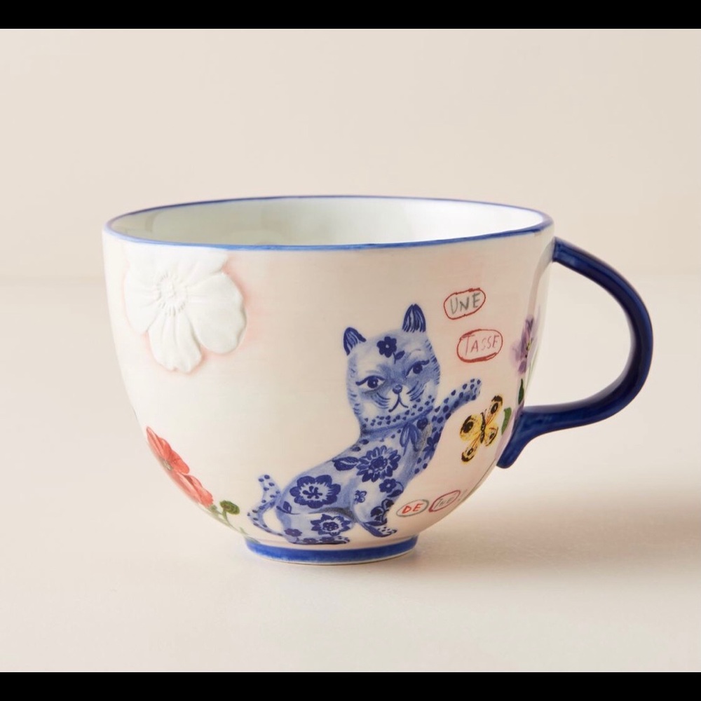 Anthropologie Large Embossed Tatiana Mug. Designer.